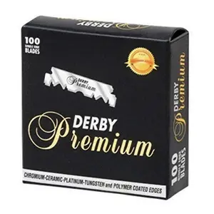 Single Edge Razor Blades Pack of 100 Premium Stainless Steel Derby Treet Shark Blades for Smooth Daily Grooming - Comfortable and Precision-Focused