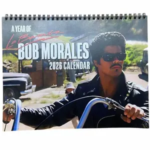 A Year of La Bamba Bob Morales 2026 Wall Calendar, Vintage Retro Movie Inspired Calendar, Classic Chicano Film Fan Gift, Moto Biker Aesthetic Art Calendar, Full Colors Premium Print