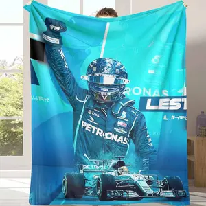 Racing Champion Flannel Blanket Formula One Car Print Lightweight Warm for Car Enthusiasts Living Room Bedroom Sports Theme Party Gift