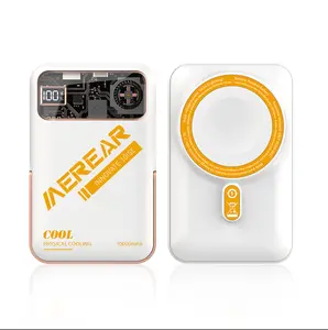 Magnetic Power Bank,10000mAh Battery Pack with Active Cooling for MagSafe,Transparent Portable Charger with 22.5W USB-C Input/Output for iPhone14/13/12 Pro/Pro Max/Mini