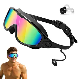 Swim Goggles for Adult/Youth Men Women, Anti-fog UV Protection No Leak 180° Wide View Clear Vision Pool Goggles, Pool Goggles with Earplugs