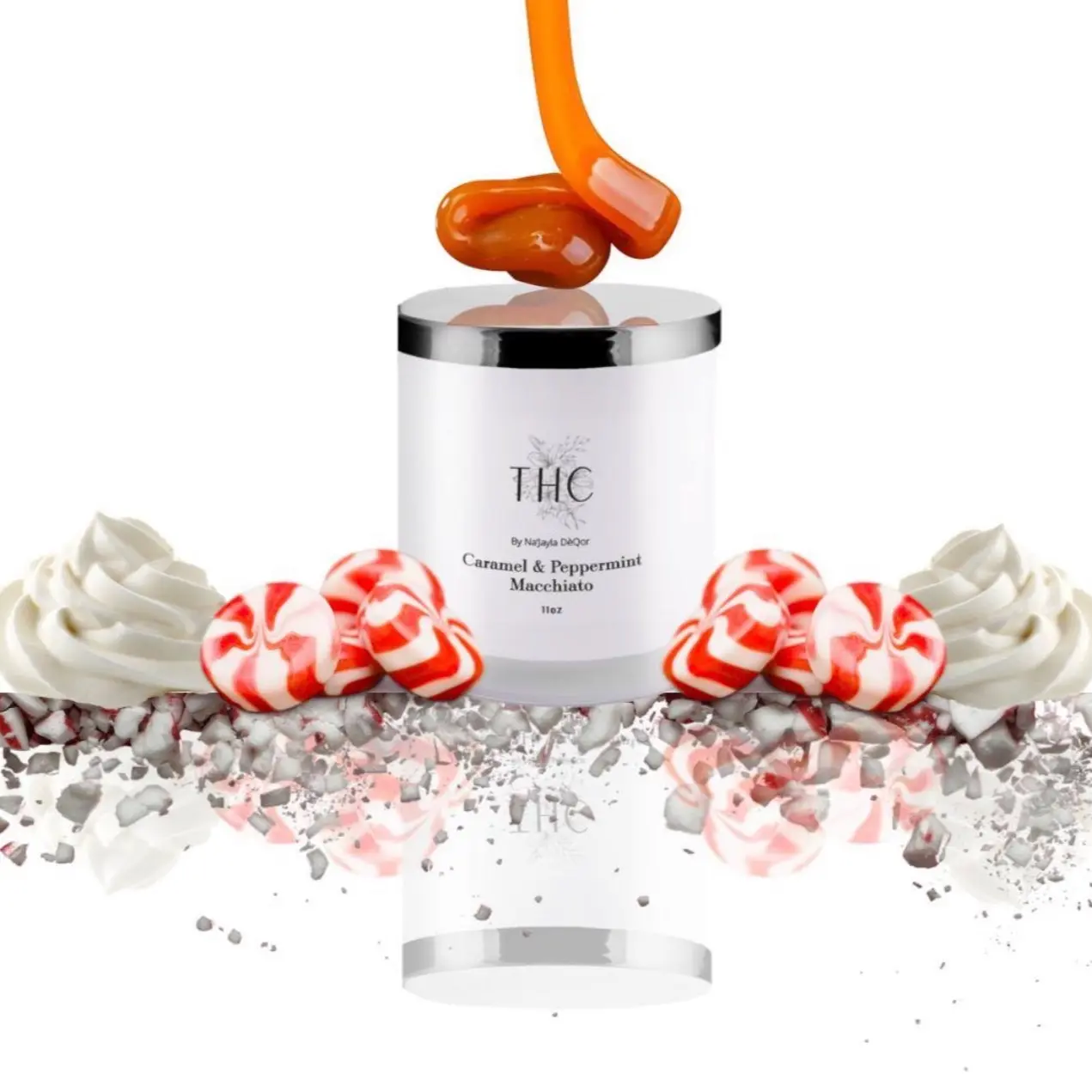 Caramel Peppermint Macchiato Soy Based Candles Marshmallow Vanilla Scent