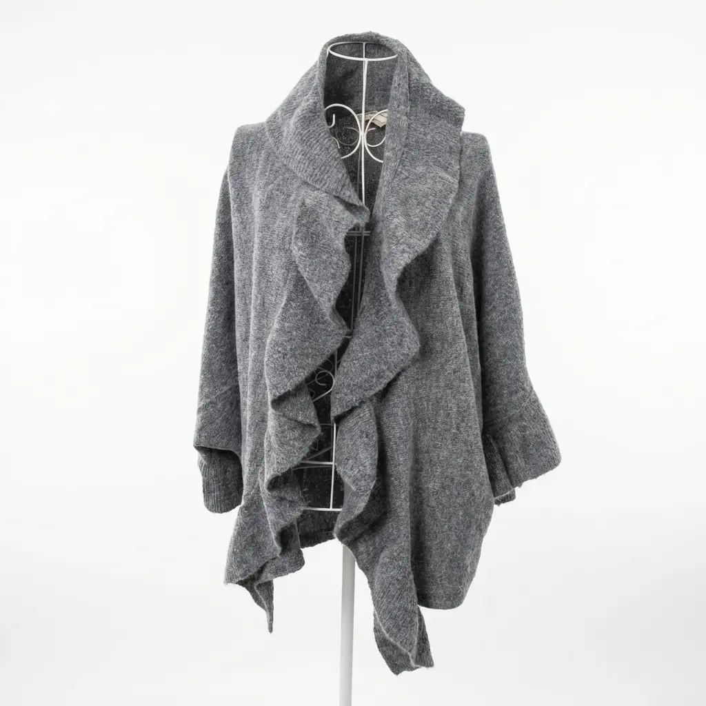 Vselectstudio #33 Gray Knit Cape Shawl Cardigan Poncho Sweater for Women Elegant Soft Knit Poncho Wrap Stylish Winter Shawl Cardigan Fashion Cape Shawl Casual Warm Outer Layer Fall Winter Outfit