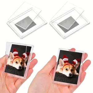 10pcs Acrylic Magnetic Photo Frames, Modern Transparent Refrigerator Magnets, Strong Magnetic Hold for Home Office Decor, Scratch-Resistant Finish, Picture Frame Set