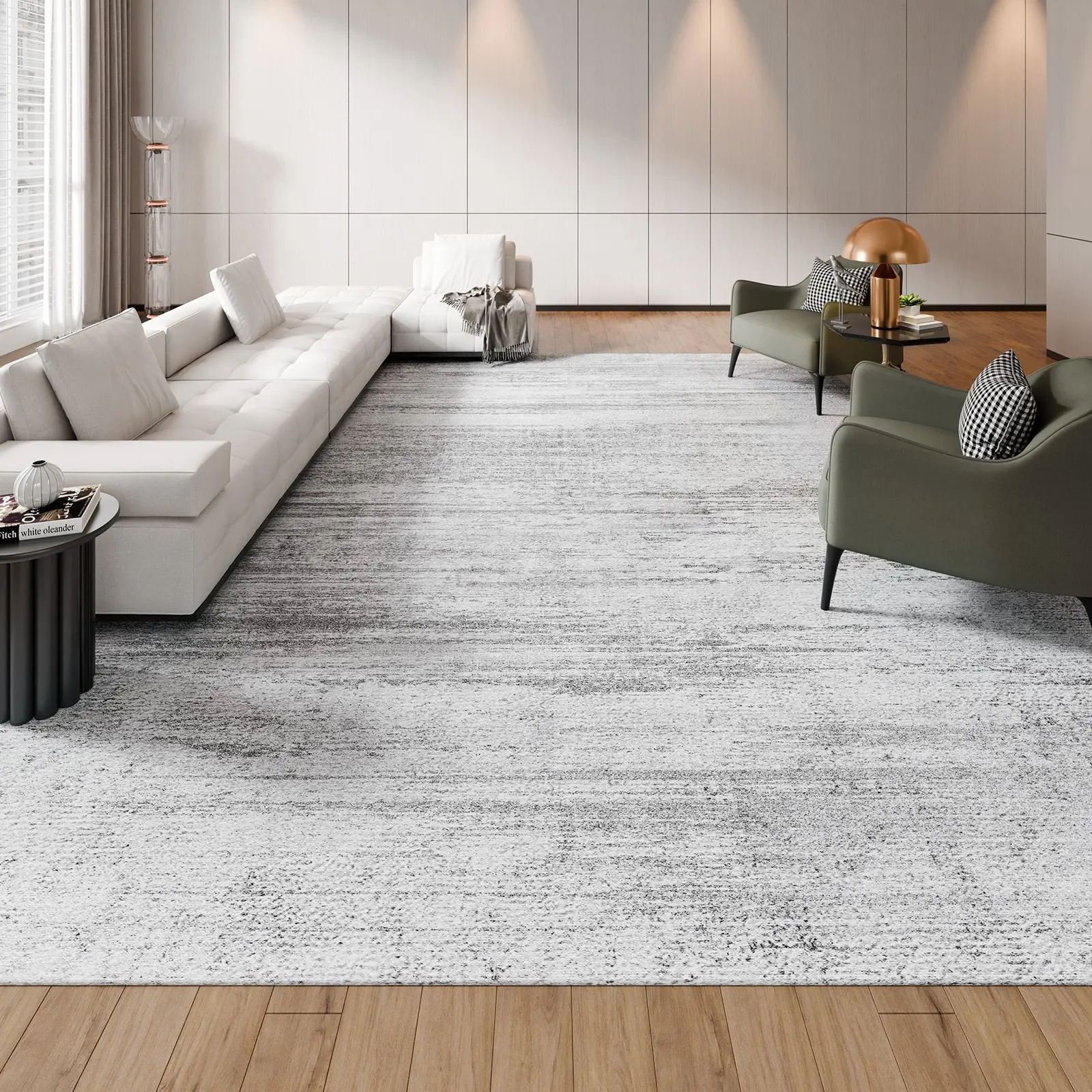 VEVOR Area Rug, 10 x 14 ft Large Washable Rug, Non-Slip and Tear-Resistant Soft Carpet, Pet & Child Friendly Modern Area Rugs, Indoor Mat for Bedroom, Office, Living Room, Kids Room, Entryway, GraySummervibes