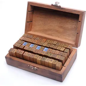 Set of 70pcs Vintage Style Wooden Rubber Alphabet Letters Number Symbol Stamps (Regular Script)