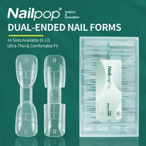 140Pcs Dual-Ended Nail Forms 14 Sizes Ultra-Thin Fit Nail Art Tools For Nail Extension Salon & Home Use Nail Art Accessories