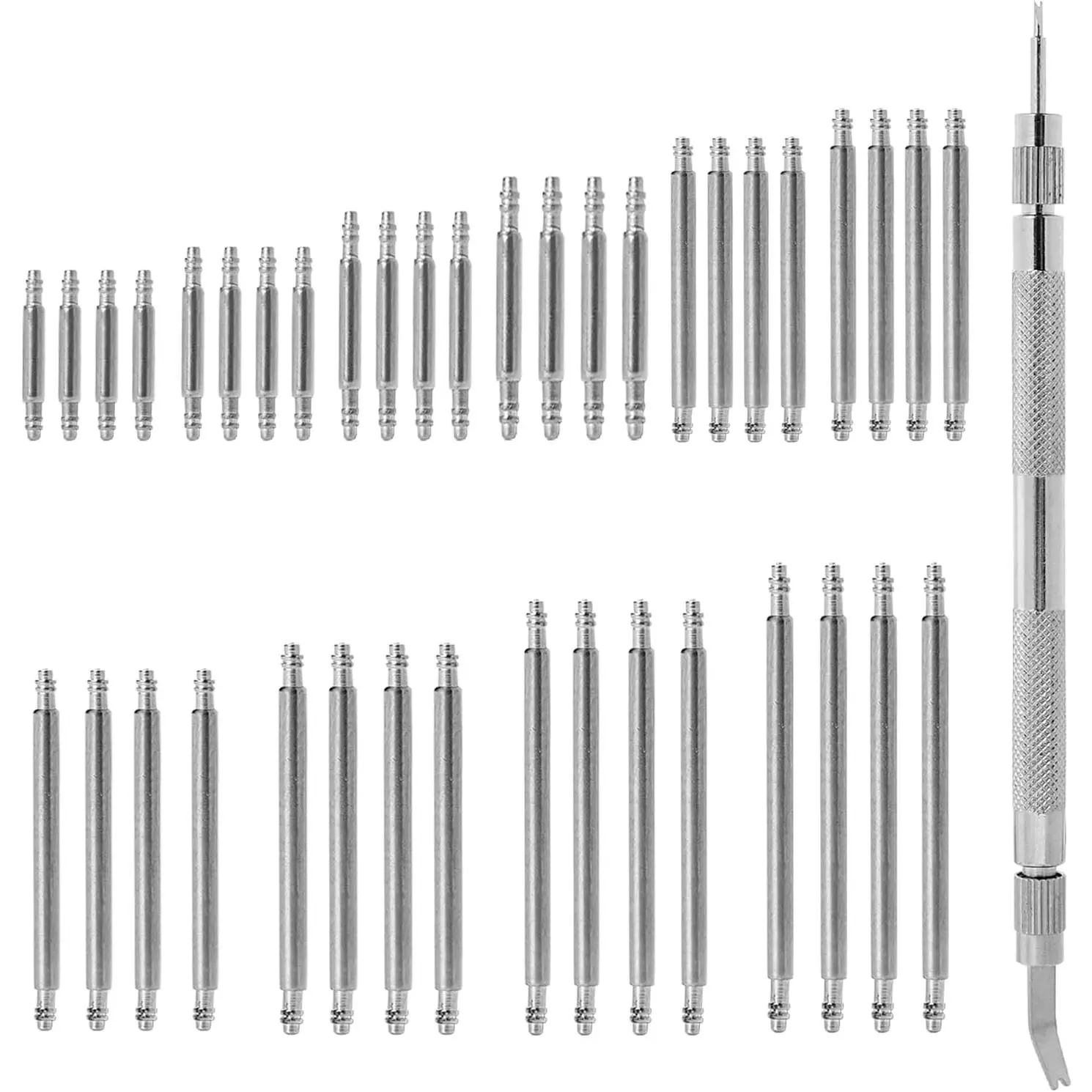 Watch Repair Tool Kit, 41 count Watch Band Pins Replacement Set Watch Spring Bar Tool Kit Watch Link Remover Kit 10 Sizes Heavy Duty Stainless Steel Watch Spring Pins Length 8mm-26mm,Diameter 1.5mm