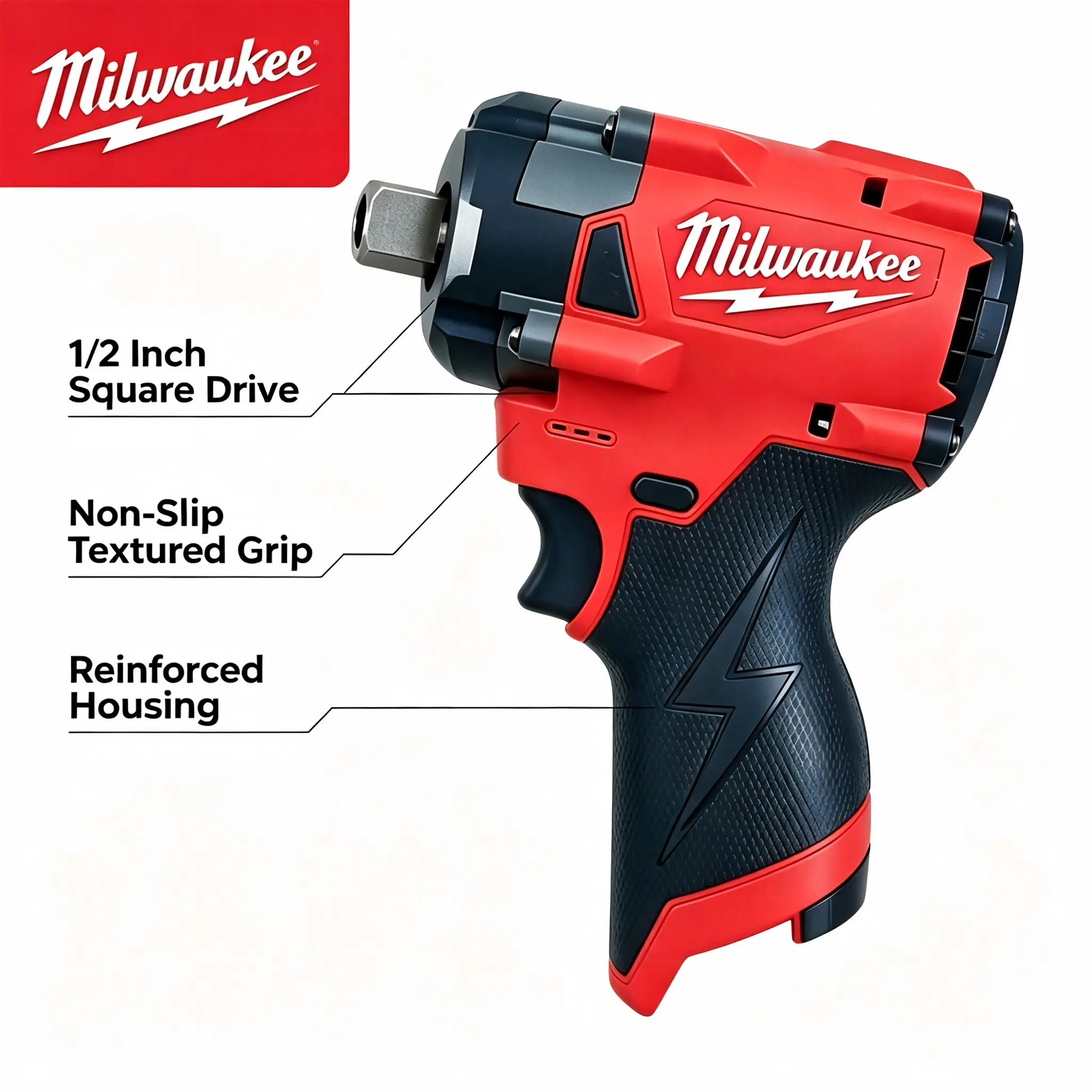 Milwaukee M12 Series Compact 1/2 in Square Drive Wrench Tool Kit - Non-Slip Textured Grip, Reinforced Shell, Sturdy Sensor, Green Laser Level, Lockable Garage Hand Tool for Automotive Repair, Bolt Tightening, Auto Heating           door outdoor window