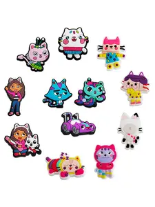 12-Piece Gaby Dollhouse Cartoon Series Cartoon Characters PVC Kids Shoe charms, Durable Cute Sandal Wristbands Decorations, shoe accessory, Footwear Accessories, Party Gift Set for All Seasons