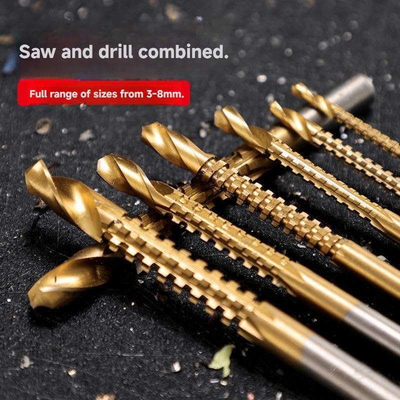 Titanium-Plated High-Speed Steel 6Counts Metalworking Set for Drilling Screwing Boring Carving Cutting Polishing Durable Tools Plunge