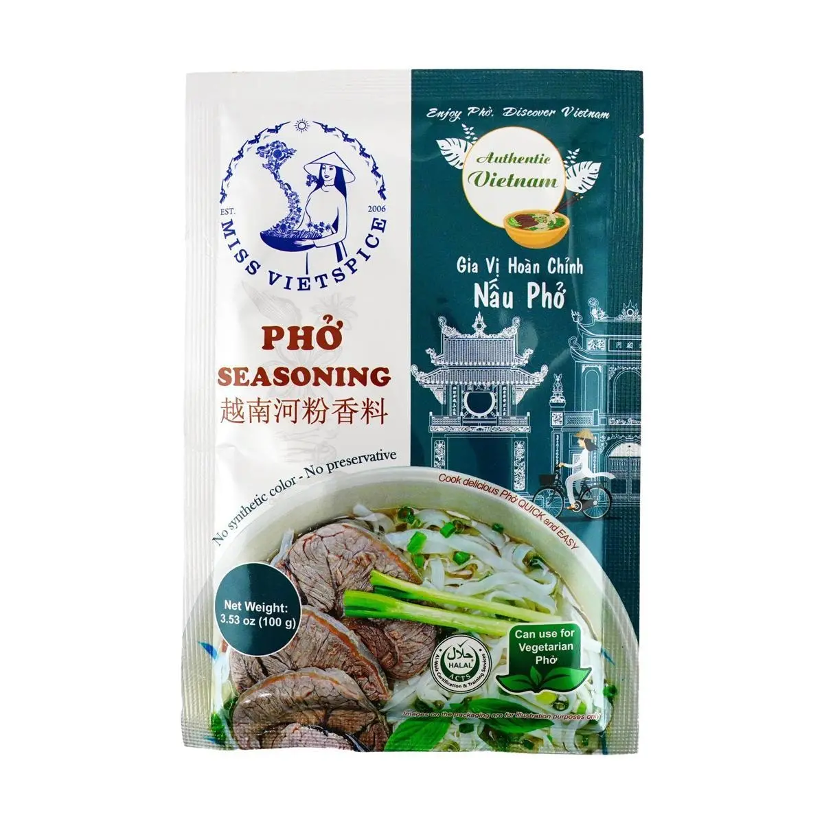 MISS VIETSPICE Pho Seasoning Mix 100g - Authentic Vietnamese Rice Noodle Soup Base for Delicious Pho at Home