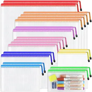 20pcs Mesh Zipper Pouch Bags, 8 Sizes Plastic Zipper Pouches for Organizing, 8 Colors Waterproof Mesh Bags for Pencil Pouch, Office School Supplies, Travel Storage, Home Organize, Document Pouch