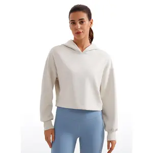 CRZ YOGA Womens SoftAura Cropped Hoodie Long Sleeve Hooded Sweatshirt Basic Workout Casual Pullover