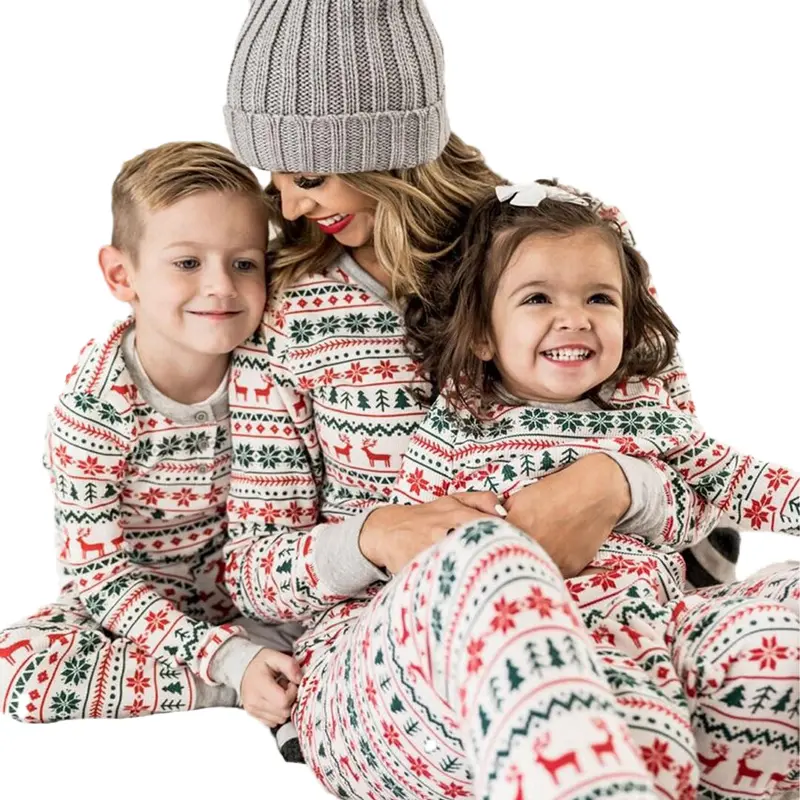 FOCUSNORM Family Christmas Pyjama Sets Men Women Child Matching Pjs Set for Adults and Kids Holiday Xmas Nightwear Sleepwear