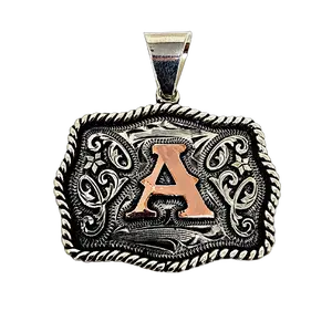 Virginia Collection Initial Mini Buckle Handmade Pendant Necklace & Keychain Jewelry Copper Initial Free 23 Stainless Steel Chain Stylish Playful Charm