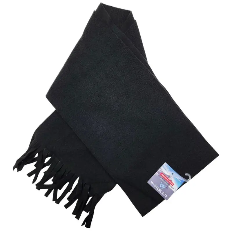 Winterlace Unisex Solid Fleece Scarf - Casual Soft Thermal Warm Fringed Accessory, Lightweight for Winter Travel, Casual Soft Scarf, Fringe Trim Shawl, Business, Scarf Style
