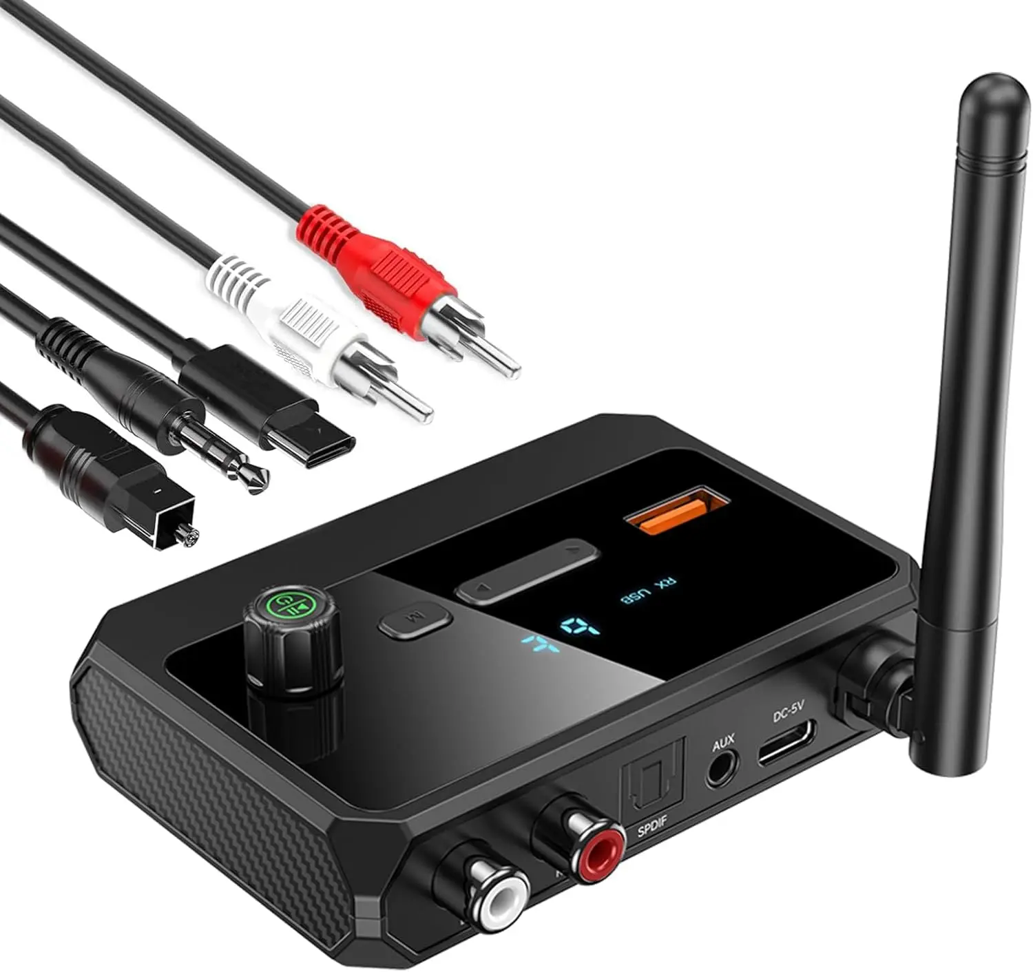 Bluetooth 5.3 Receiver, RCA Bluetooth Adapter for Home Stereo, Support Optical AUX 3.5mm, RCA Bluetooth Receiver Adapter for Stereo Speakers, Home Music Streaming Stereo System