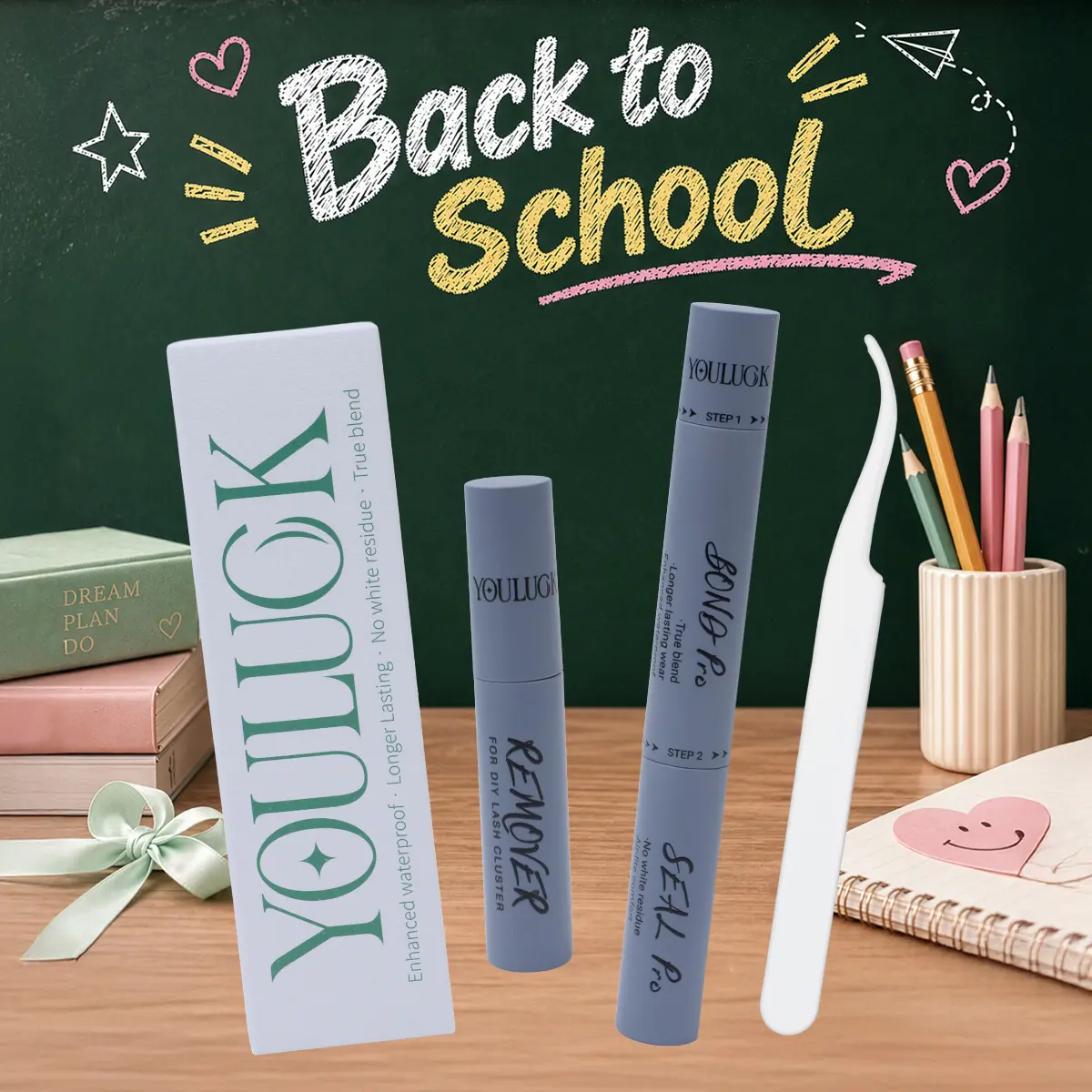 YOULUCK Waterproof Plant-Based Daily False Eyelashes, Curl Cluster Cosmetic Lashes with Bond, Seal & Remover, Ultra-Thin Invisible Band, Lightweight Long-Lasting DIY Eyelash Extensions for Girls, Curl Cluster Lashes