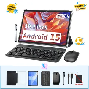 【SummerWins】2026 PYNAREL Android 15, 10.1 inch 2-in-1 Tablet |Portable Device with Keyboard, Mouse, Case, Stylus|5G WiFi, Dual Camera|Nice Father's Day Gift Bundle