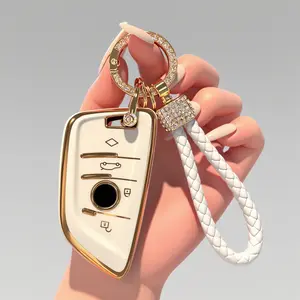 Suitable for BMW key fob Cover. Advanced soft TPU key box is compatible with F30 F45 F55 G20 G30 X1 X3 X4 X5 X6 X7 1 3 5 6 7 8 M5 M6 GT M3 GT3 GT5 G30 F10 F15 F16 F20 series smart key (Black  White)