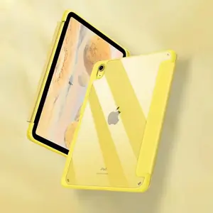 Case for iPad (A16) 11th Generation 11 Inch (2025), iPad 10th 10.9 Inch (2022) - Cover with Clear Transparent Back Shell， Pencil Holder，Slim Trifold Stand Durable Soft Protective Cover