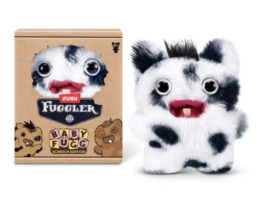 Fuggler Baby Fugg Screech Edition 3.5-in Screech (Black & White) Fuggler Plushie Toy Collectible Stuffed Animal Collectible Stuffed Animals