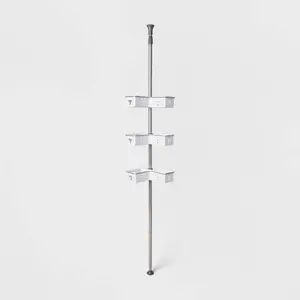 Room Essentials Steel L-Shaped Corner Tension Pole Shower Caddy Holds Up to 5lbs