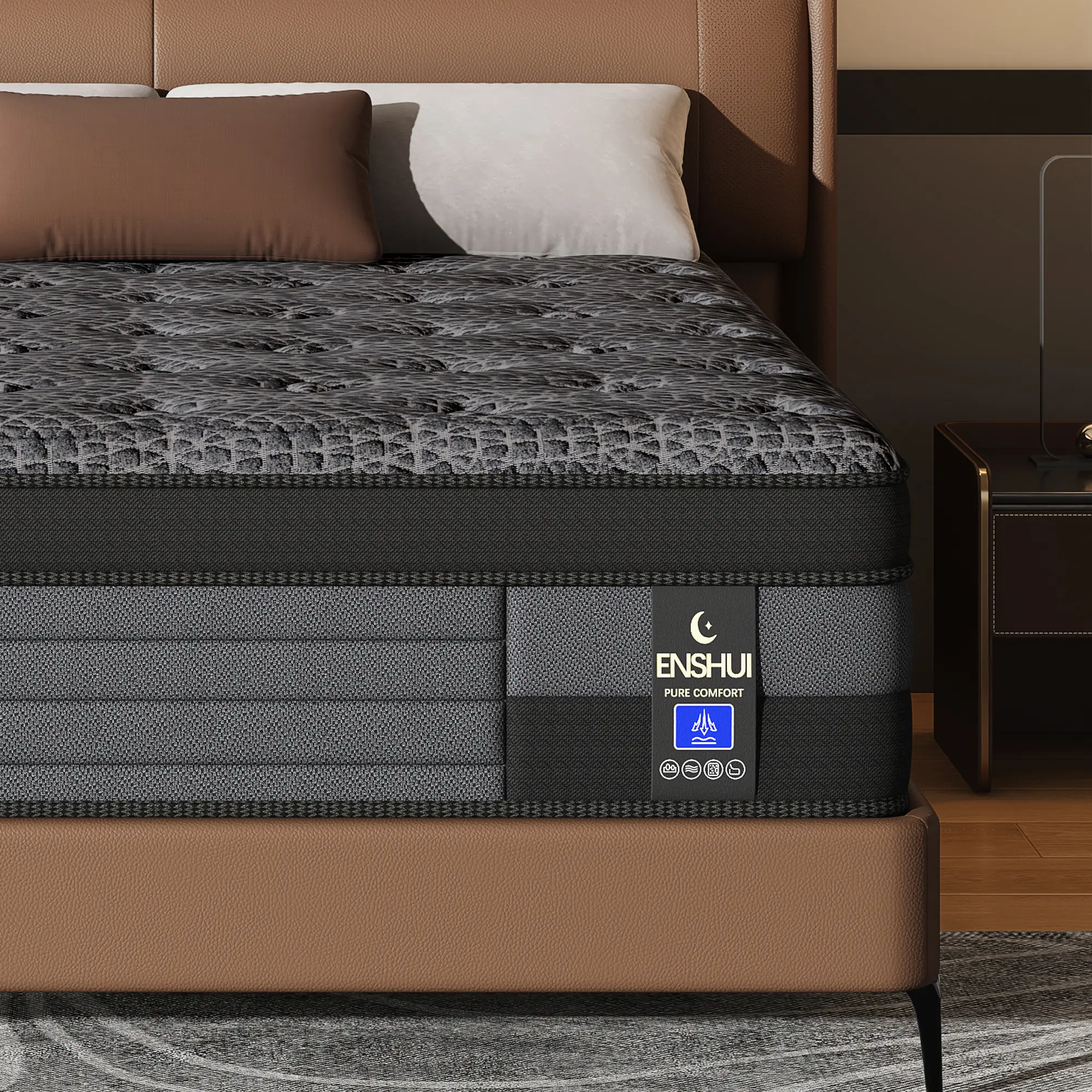 【SummerVibes】Queen Size Bed Mattress - 12/14 Inch Hybrid Memory Foam and Spring, Medium Firmness, Lumbar Support, Ergonomic Design, Boxed Modern Indoor Furniture Gift for Home/Hotels