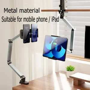Trending Adjustable Foldable Aluminum 360° Rotating Clamp Phone Holder Tablet Stand for iPad Phone Monitor Kindle 4.7-15 in Devices with Super Grip and Heavy-Duty Build