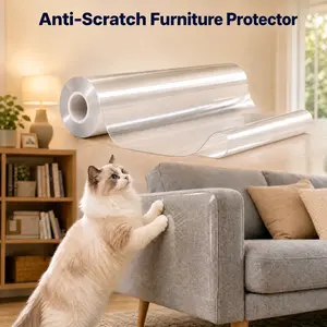 Cfume Pet Lovers Scissorable PVC Anti-Scratch Film - Enhanced Transparent Sofa Protective Barrier, Suitable for Sofas, Furniture, Walls (Summervibe)