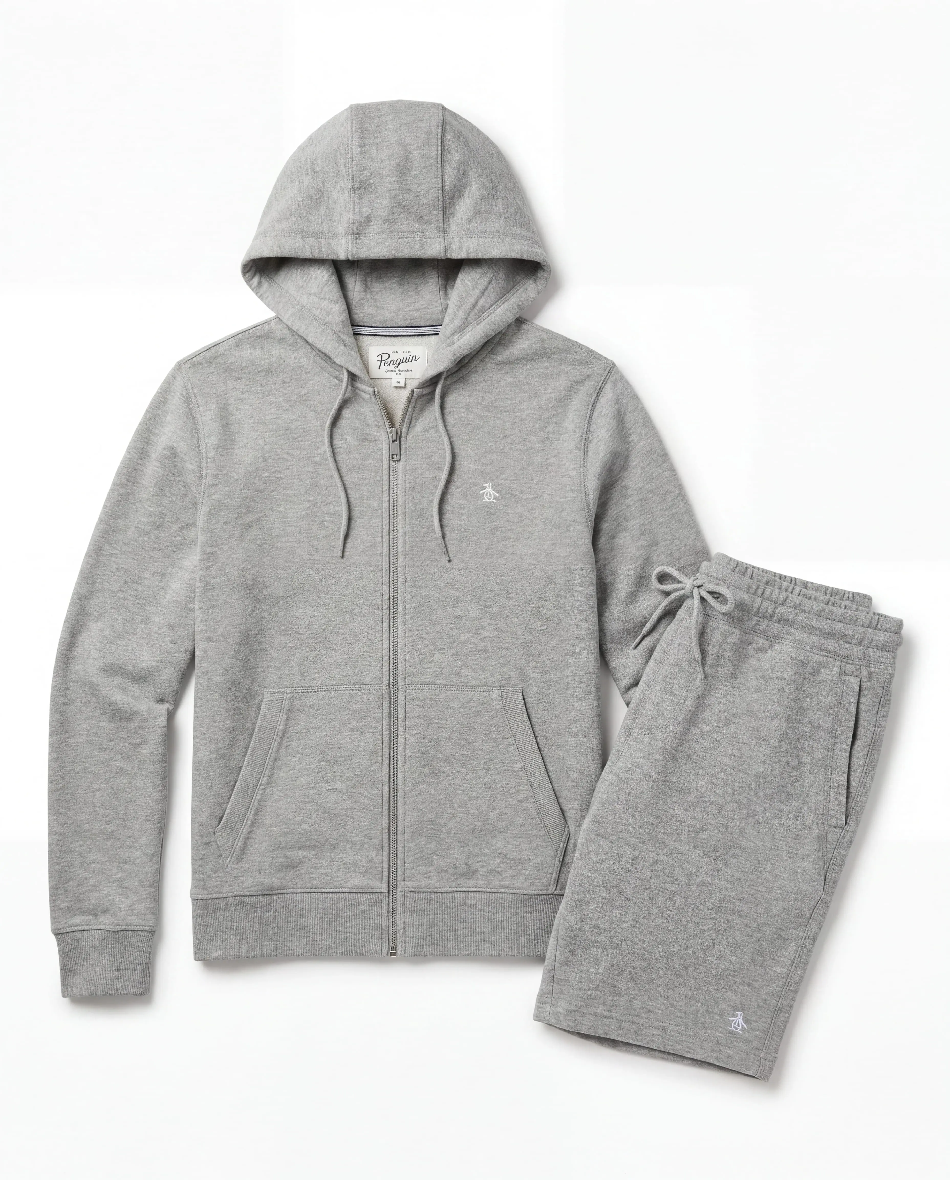 Original Penguin Full Zip-Up Hoodie and Fleece Shorts Bundle