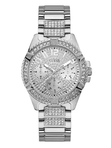 GUESS Female Rhinestone Silver-Tone Multifunction Watch