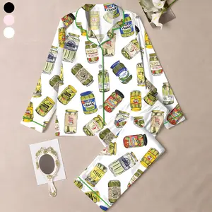 Pickle Pajama Set for Women – Funny Hot Girls Eat Pickles PJ Set – Cute Green Pickle Print Sleepwear – Short Sleeve Button Up Lounge Set outdoorfun
