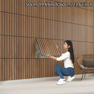 10 Pieces 50cmx60cm Thick Wall Panels, 3D Embossed Texture Wallpaper, Self-Adhesive Removable, Vintage Wood Grain, TV Background Decor