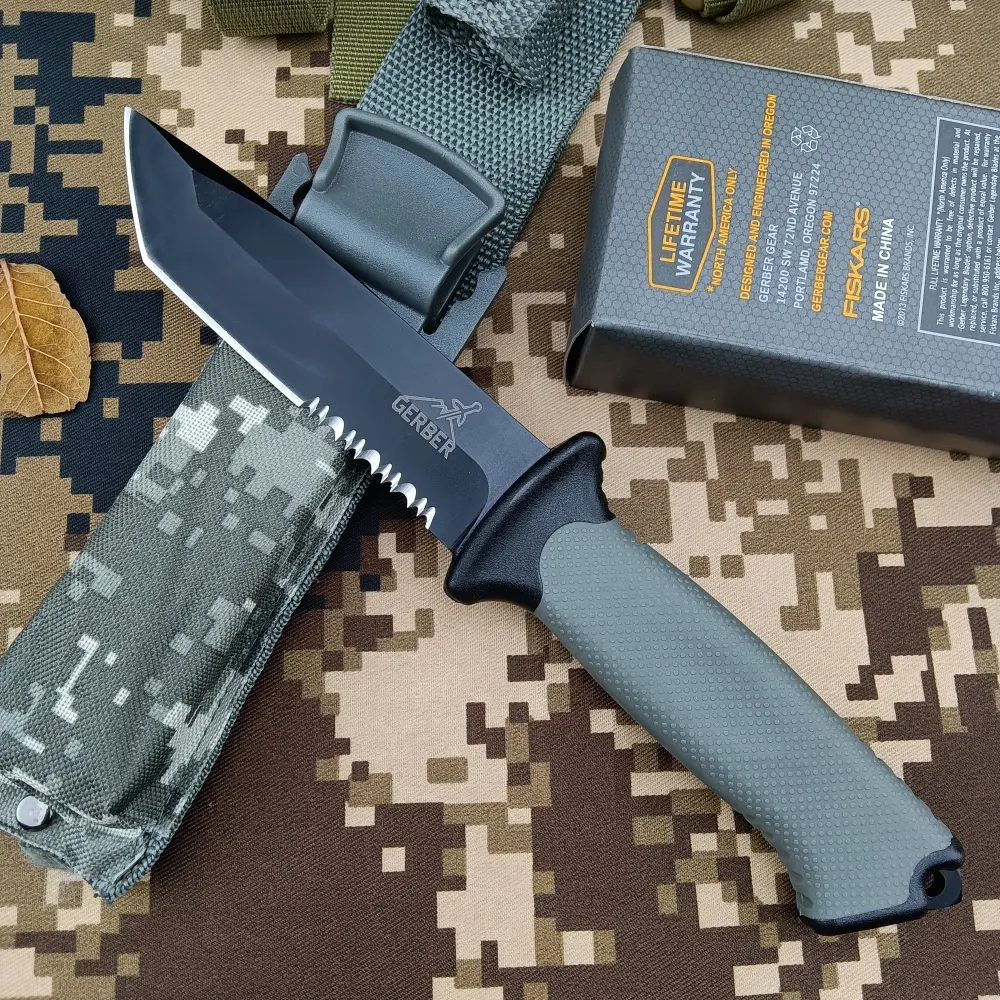 Best Selling BG-9 Survival Fixed Edge Knife High Hardness 8Cr13Mov Tanto Tip Blades   Rubber Handle Outdoor Adventure Cutting Tool EDC Carry Camping Knife Outdoor Camping Knives Survival Tools