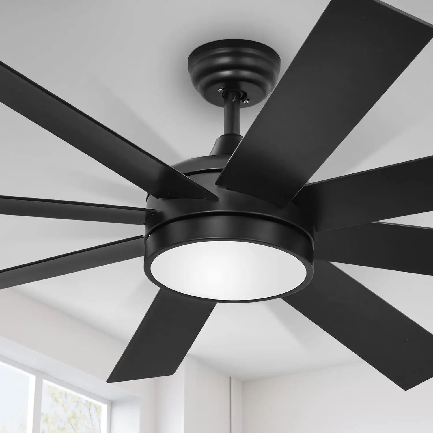 YITAHOME Black 60 Inch Ceiling Fan with Light and Remote, DC Fanlight for Indoor, Modern Light Fan with Reversible 6 Speeds, 3 Color Temperatures, Memory Function, Quiet Motor