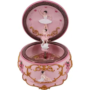 Classical Ballerina Collectible Mechanical Music Box with Colorful Lights 18-Note Wind Up, Sweet Girly Gift for Birthday Christmas (Swan Lake)