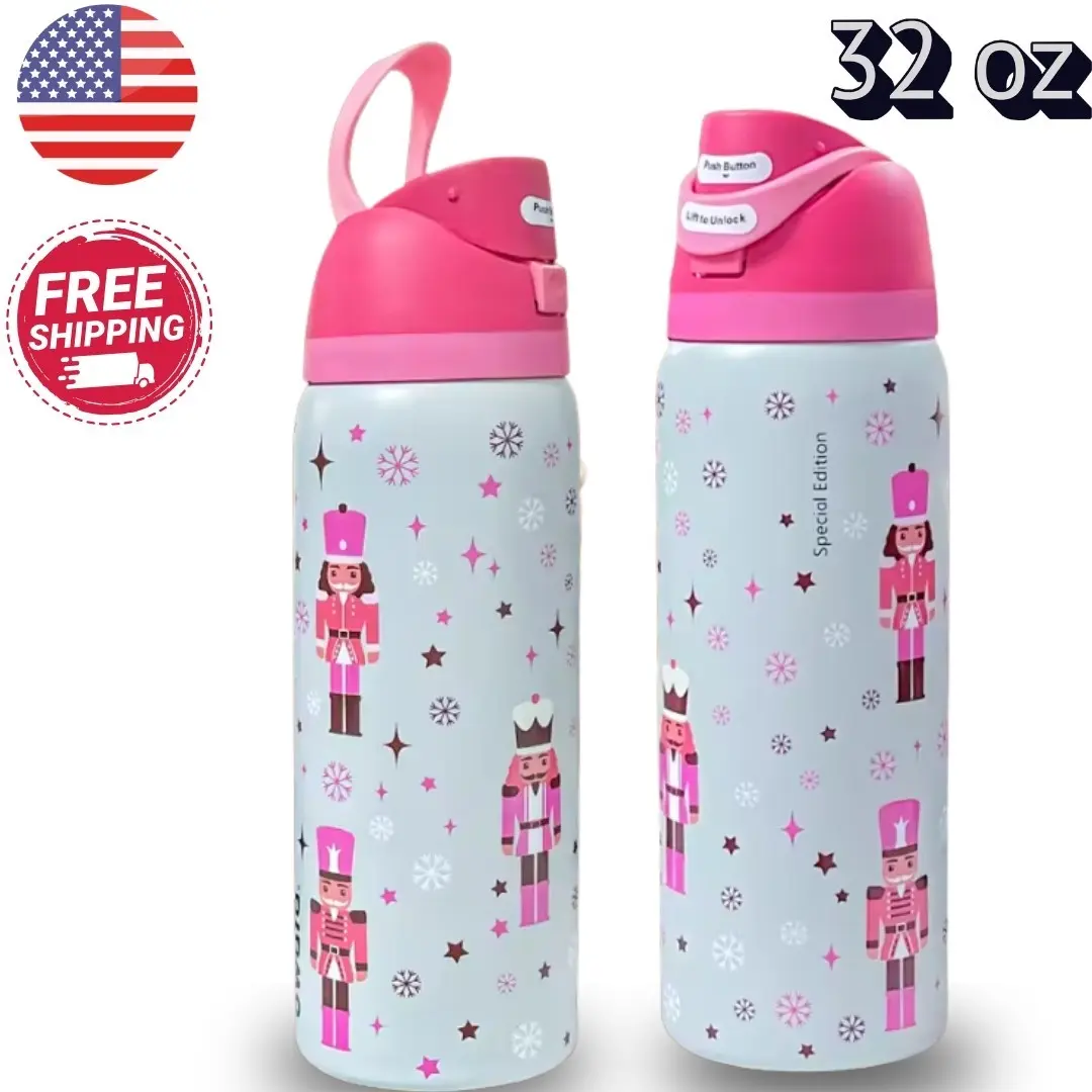 Owala FreeSip Insulated Stainless Steel Water Bottle Straw 24oz/32 oz NutCracker
