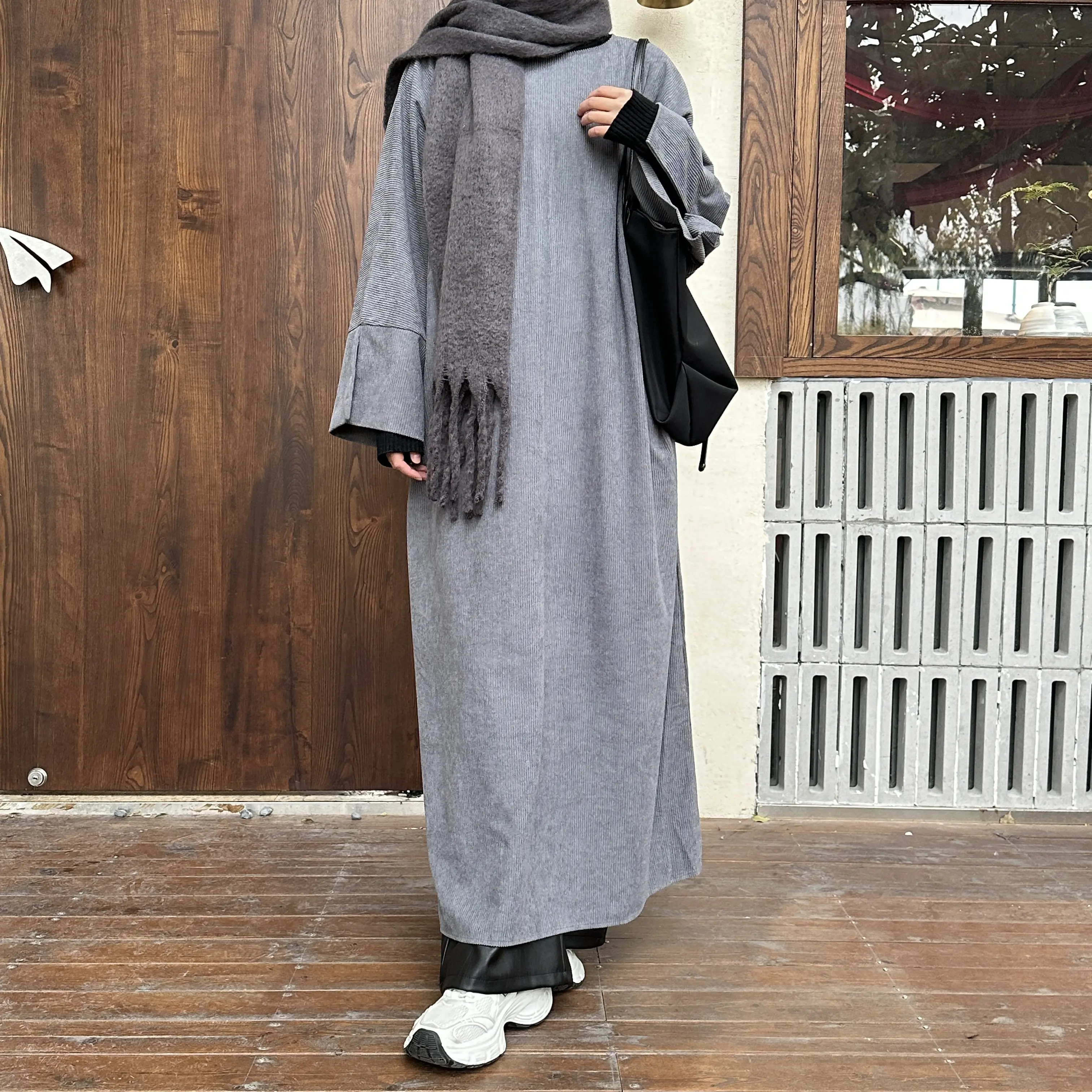 Women's Modest Casual Corduroy Winter Khalisa Abaya - With Pockets, Fit for Modesty (NCA003), Casual Abaya