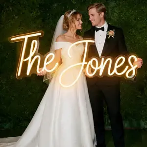 Custom Wedding Neon Sign - Personalized Last Name LED Light for Wedding Ceremony Backdrop, Engagement Party Decor, & Modern Home Wall Art Light Sign for Family & Couples Customized Aesthetic LED Decor for Bedroom, Living Room, & Studio