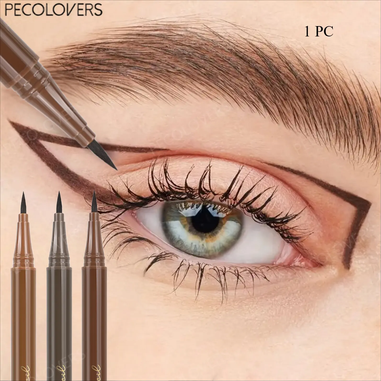 1Pc Daily Wear Eyeliner Pen, Fine Brush Head Eye Liner, Vivid Hue Eye Contour Tool, Versatile Eye Beauty Item For Evening Makeup And Daily Looks, Dark Grey And Chocolate, Eye Makeup Essential