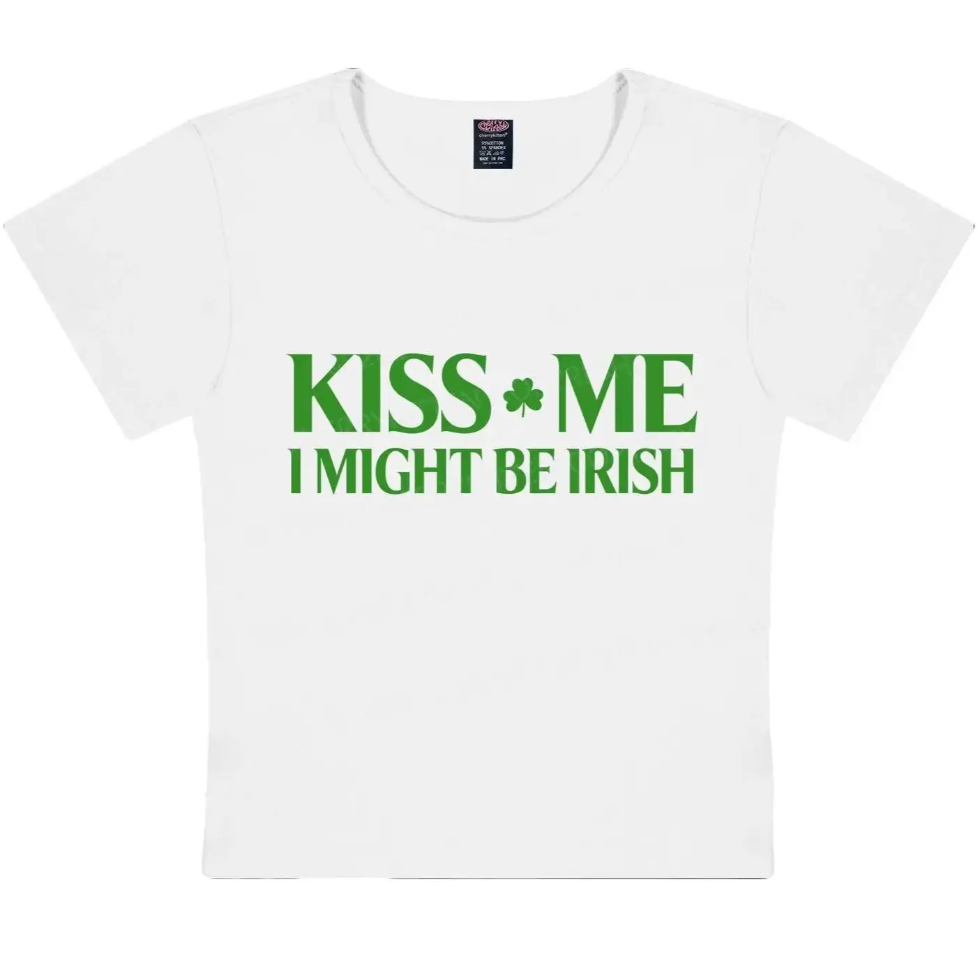 Kiss Me St Patricks Y2K Baby Tee, Funny St Patricks Day Shirt, Irish Baby Tee, Gifts For Her St Paddys Day Shirt