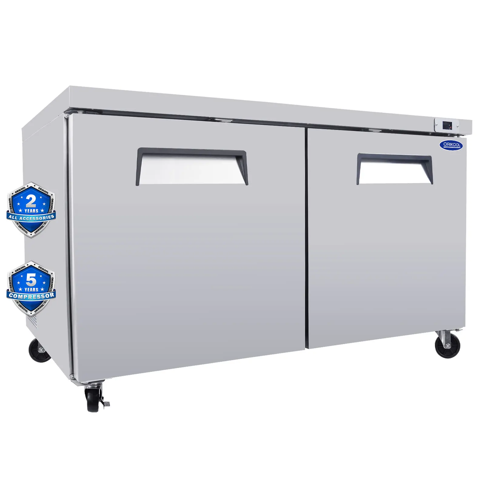 ORIKOOL 60" Commercial Under Counter Freezer 2 Door 18.5 Cu.ft Undercounter Work Top Freezer ETL Approved Stainless Steel for Restaurant Kitchen Bar Home Furniture Household Product Search Terms US Online Shopping, Home Furniture and Household
