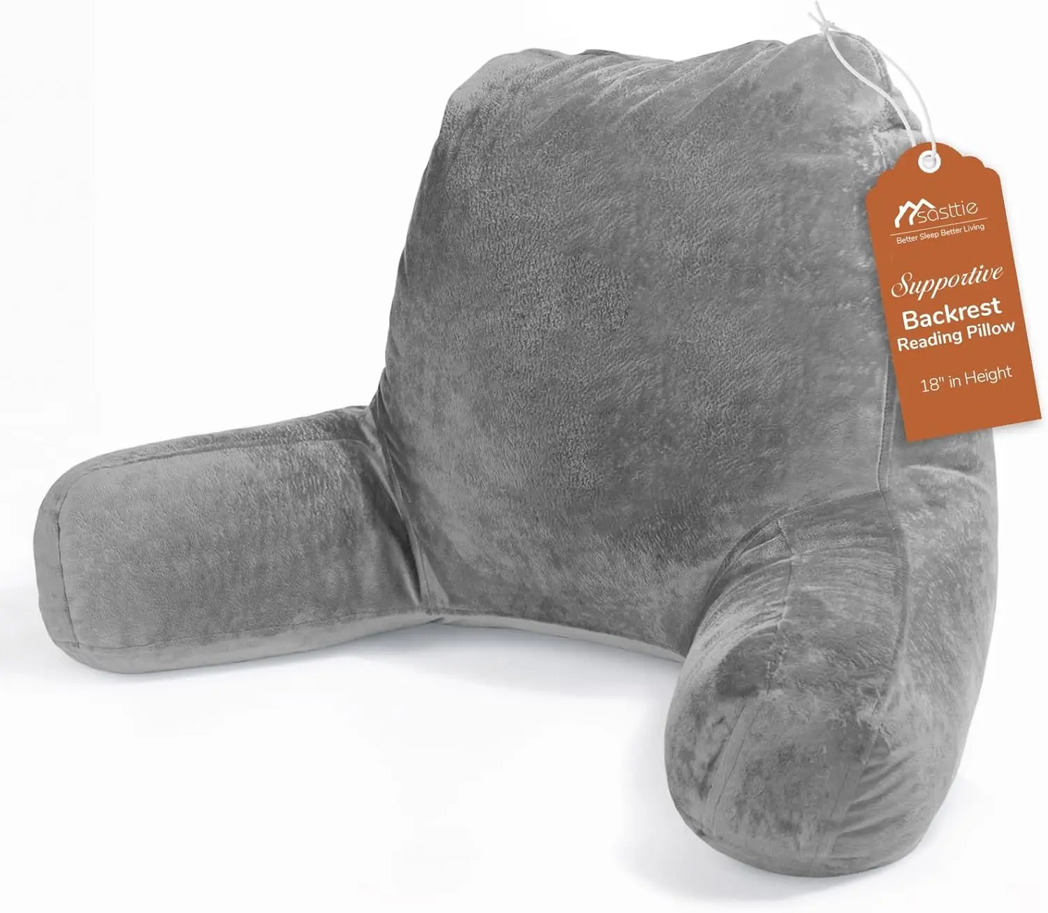 Sasttie Reading Pillows for Sitting in Bed Adult, Back Pillow Bed Sitting Up, Back-Rest Support Cushion for Sit Up on Couch, Sofa, and Floor, Dorm Essentials, Oeko-Tex Certified, Dark Grey