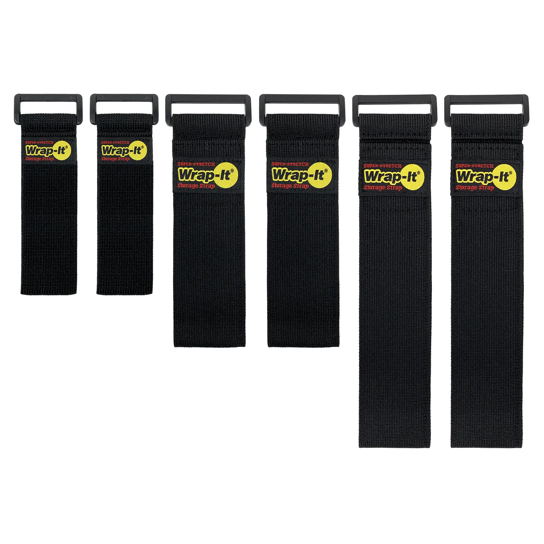 Super-Stretch Wrap-It Storage Straps (Assorted 6-Pack) - Elastic Cinch-Straps - Extension Cord Organizer, Hose, Rope, and Cable Strap, Garage and RV Organization