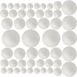 50 Pack Craft Foam Balls, 5 Sizes(1-2.4 Inches), White Polystyrene Smooth Round Balls, Foam Balls for Arts and Crafts, Christmas, DIY Craft for Home, Supplies School Craft Project and Holiday Party