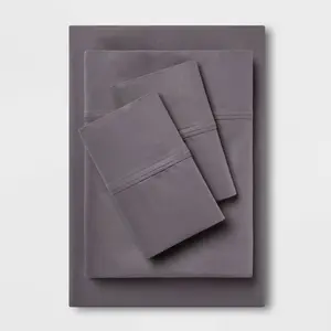Twin/Twin XL Solid Performance 400 Thread Count Sheet Set Dark Gray - Threshold: Cotton Sateen, OEKO-TEX Certified