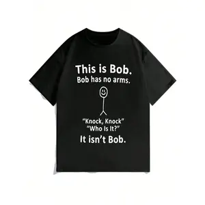 Teenage Boys' Slogan Print Loose Fit Round Neck Short Sleeve Casual T-Shirt