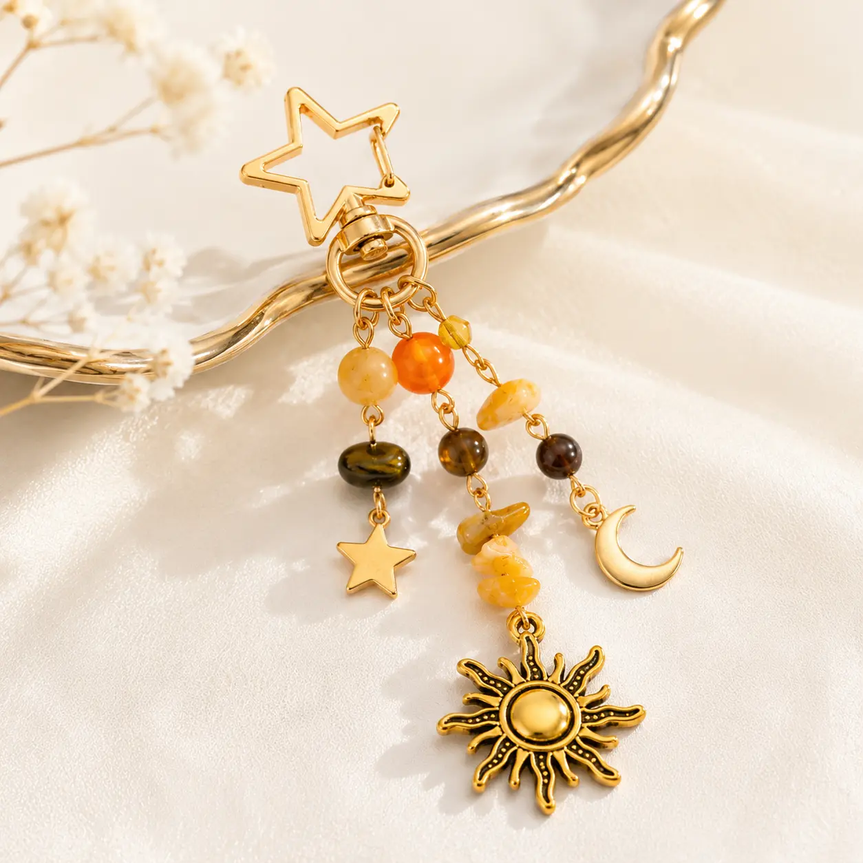 Miniature cute and unique star, sun, and moon pendant keychain, versatile anti-loss bag charm., Curiosities Trinkets, Alloy Metal, Pendant Form, Sun/Moon/Star, Mini Gifts, Collectibles, Bag Charms, Dangling Star Charms & Pendants